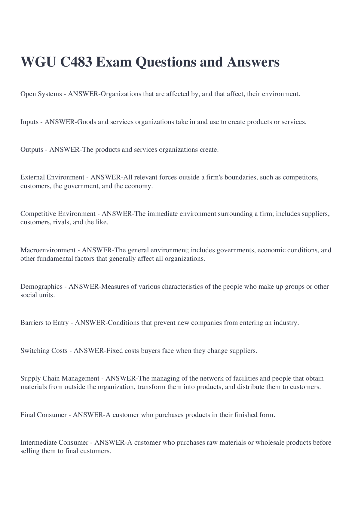 Preview image for WGU C483 Exam Questions and Answers